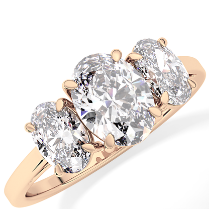 Oval Three Stone Lab Grown Diamond Engagement Ring