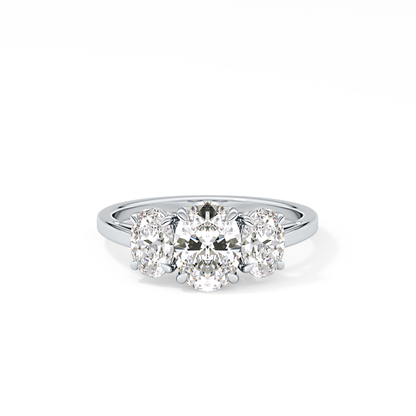 Oval Three Stone Lab Grown Diamond Engagement Ring