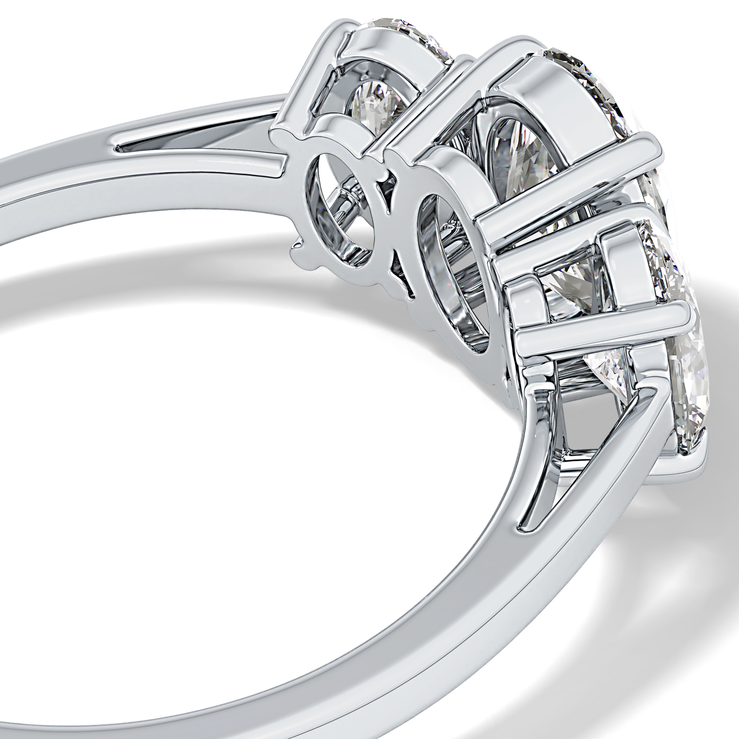 Oval Three Stone Lab Grown Diamond Engagement Ring