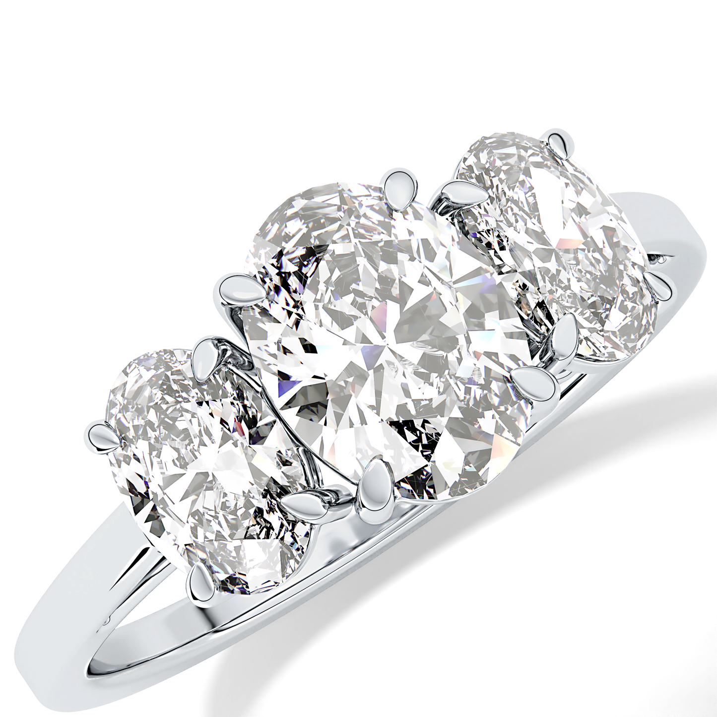 Oval Three Stone Lab Grown Diamond Engagement Ring