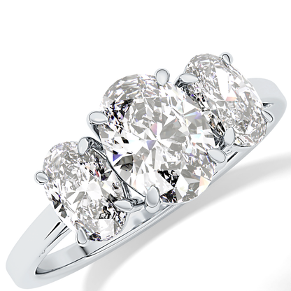 Oval Three Stone Lab Grown Diamond Engagement Ring