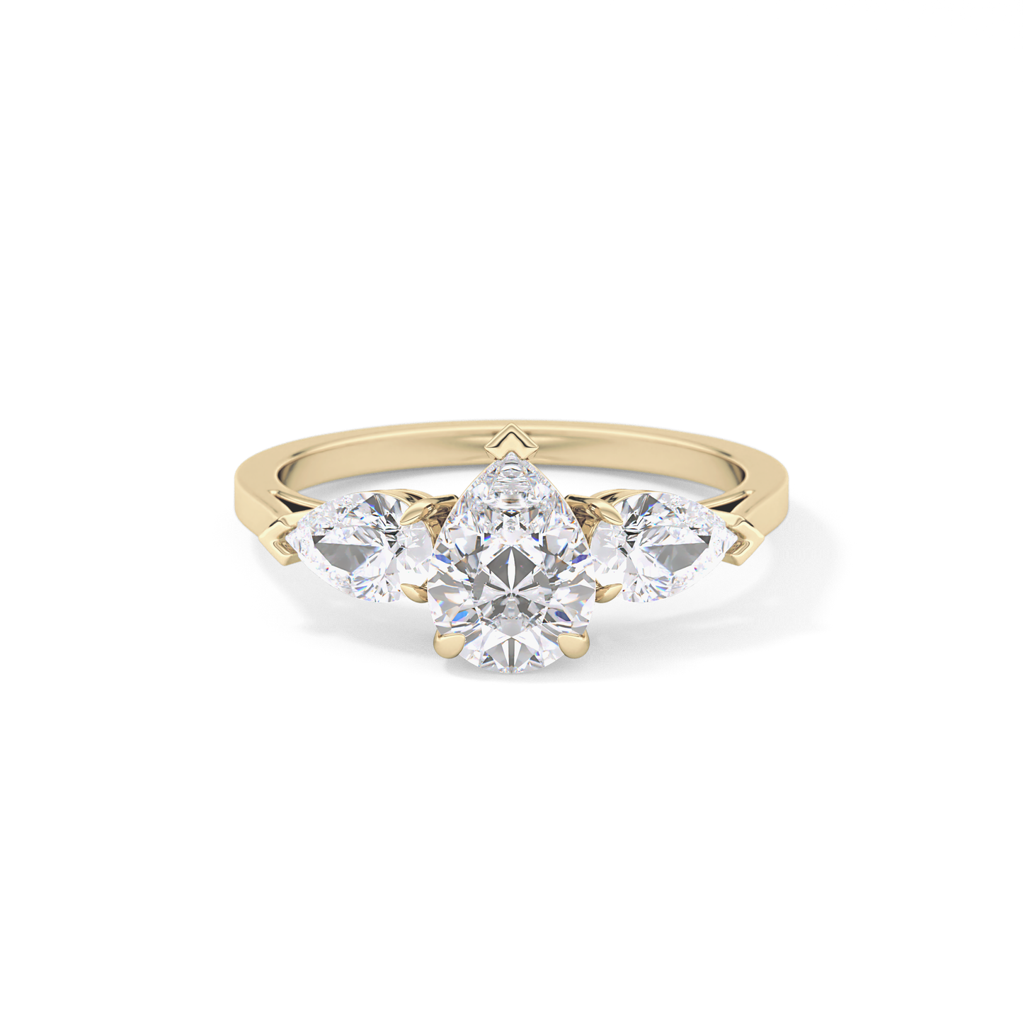 Pear Three Stone Lab Grown Diamond Engagement Ring