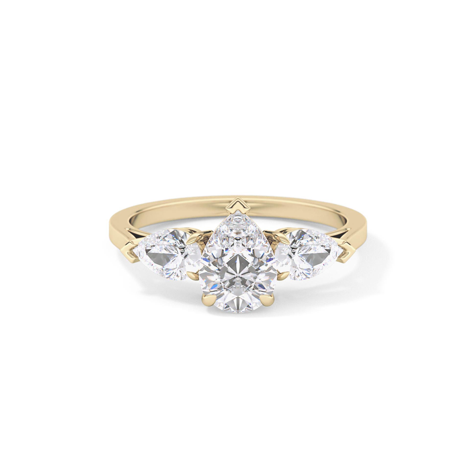 Pear Three Stone Lab Grown Diamond Engagement Ring
