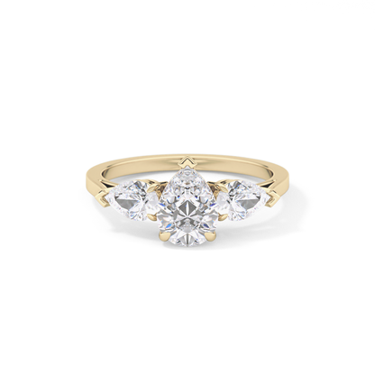 Pear Three Stone Lab Grown Diamond Engagement Ring