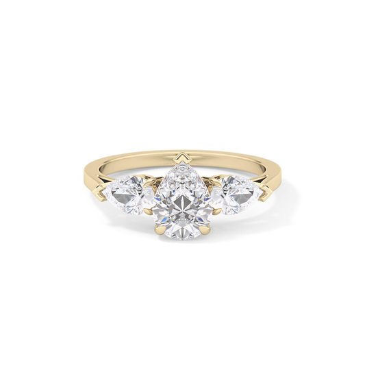 Pear Three Stone Lab Grown Diamond Engagement Ring