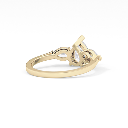 Pear Three Stone Lab Grown Diamond Engagement Ring