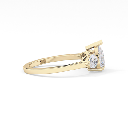 Pear Three Stone Lab Grown Diamond Engagement Ring