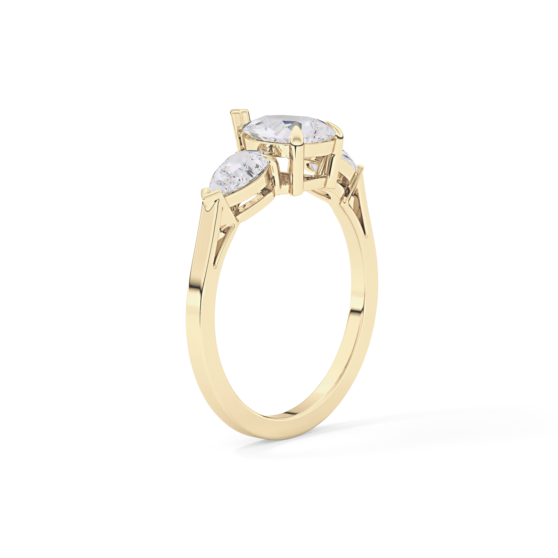 Pear Three Stone Lab Grown Diamond Engagement Ring