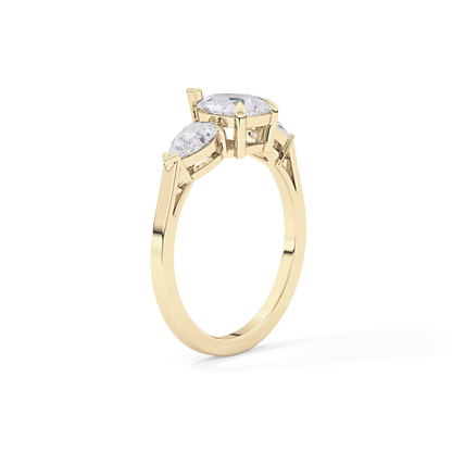 Pear Three Stone Lab Grown Diamond Engagement Ring