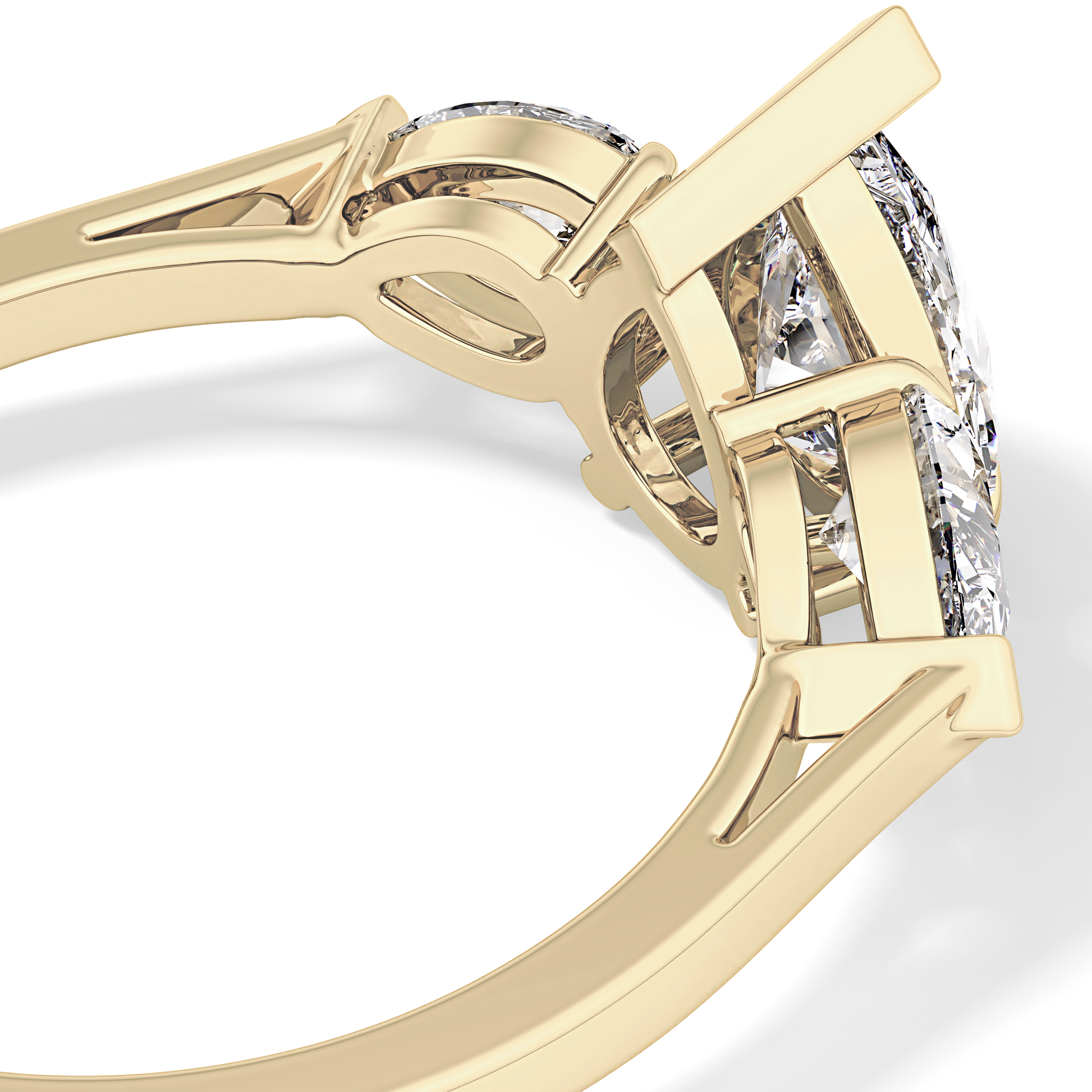 Pear Three Stone Lab Grown Diamond Engagement Ring