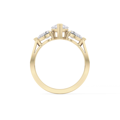 Pear Three Stone Lab Grown Diamond Engagement Ring