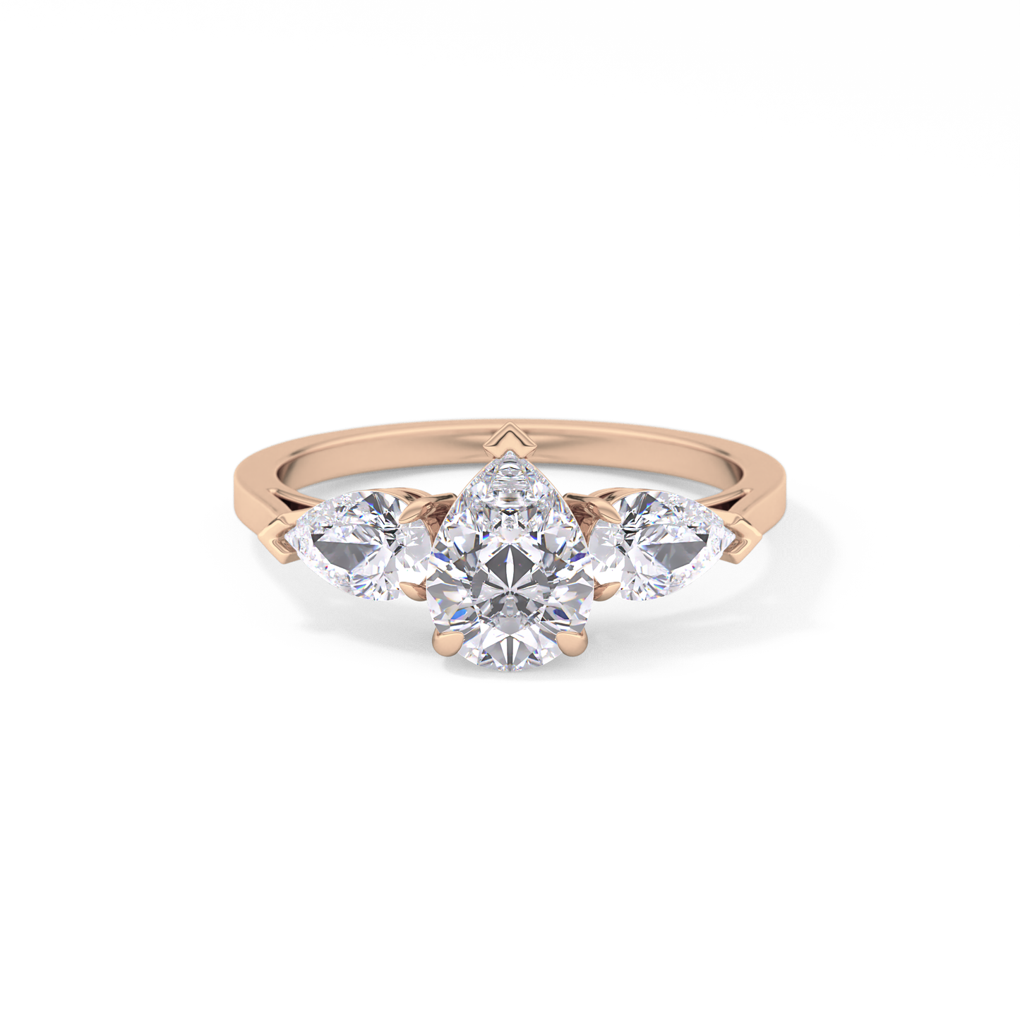 Pear Three Stone Lab Grown Diamond Engagement Ring