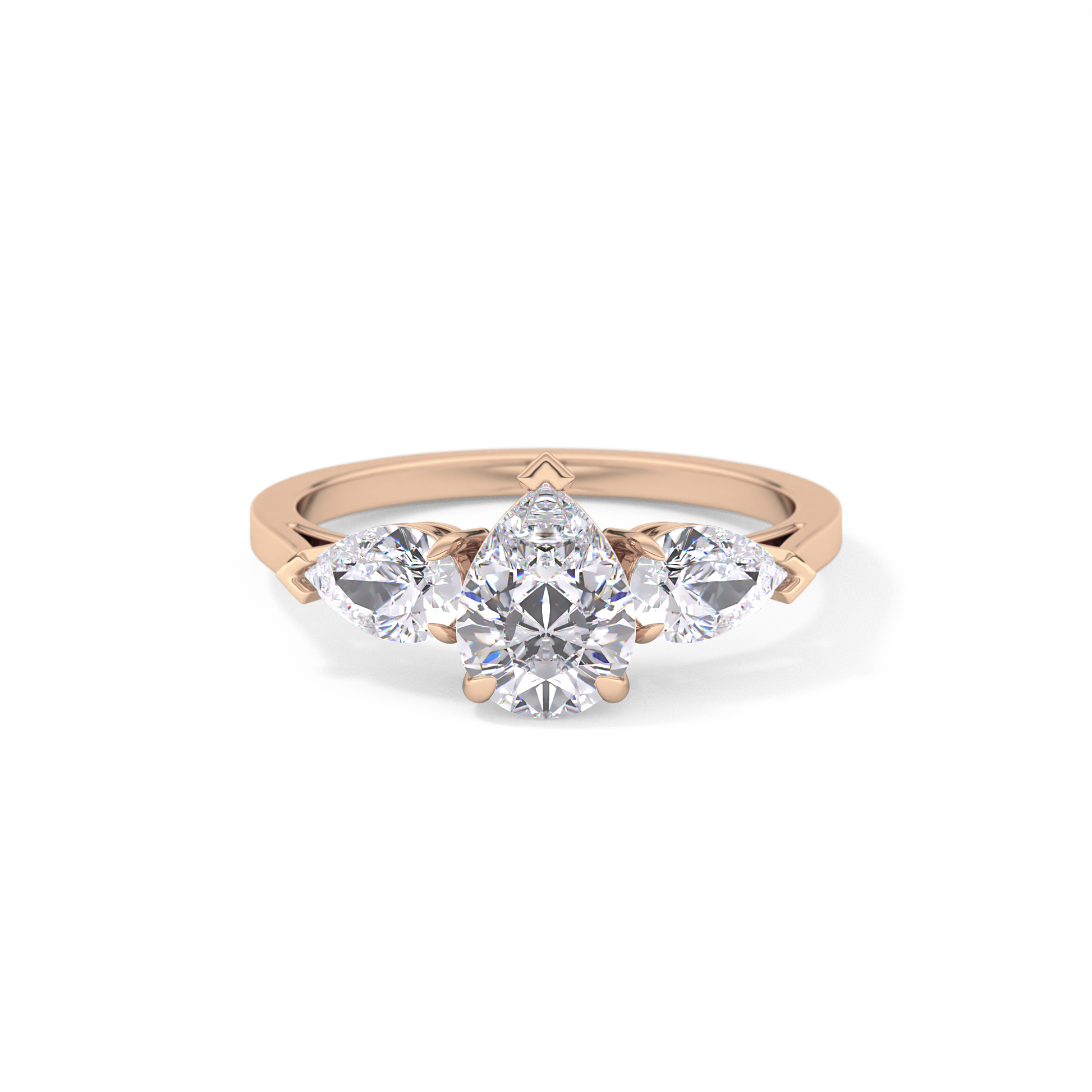 Pear Three Stone Lab Grown Diamond Engagement Ring