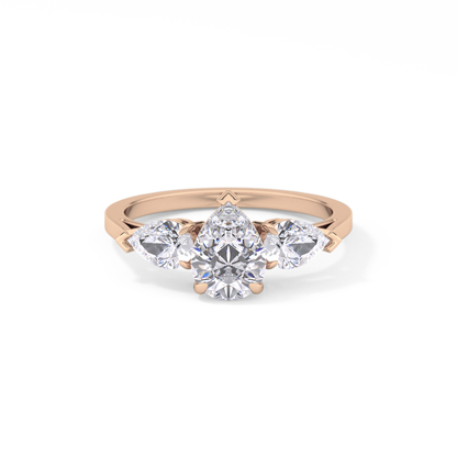 Pear Three Stone Lab Grown Diamond Engagement Ring