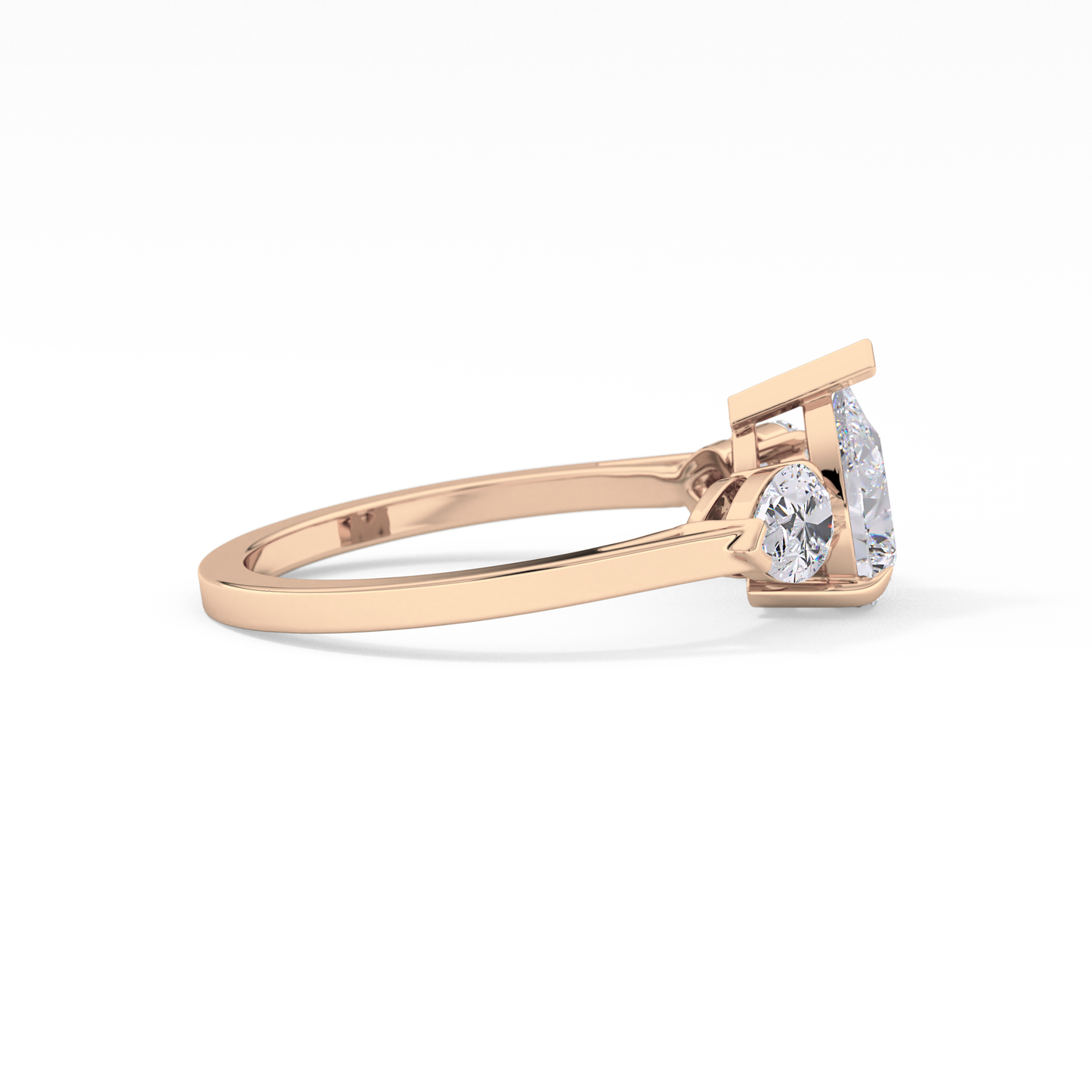 Pear Three Stone Lab Grown Diamond Engagement Ring