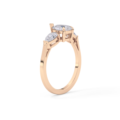 Pear Three Stone Lab Grown Diamond Engagement Ring