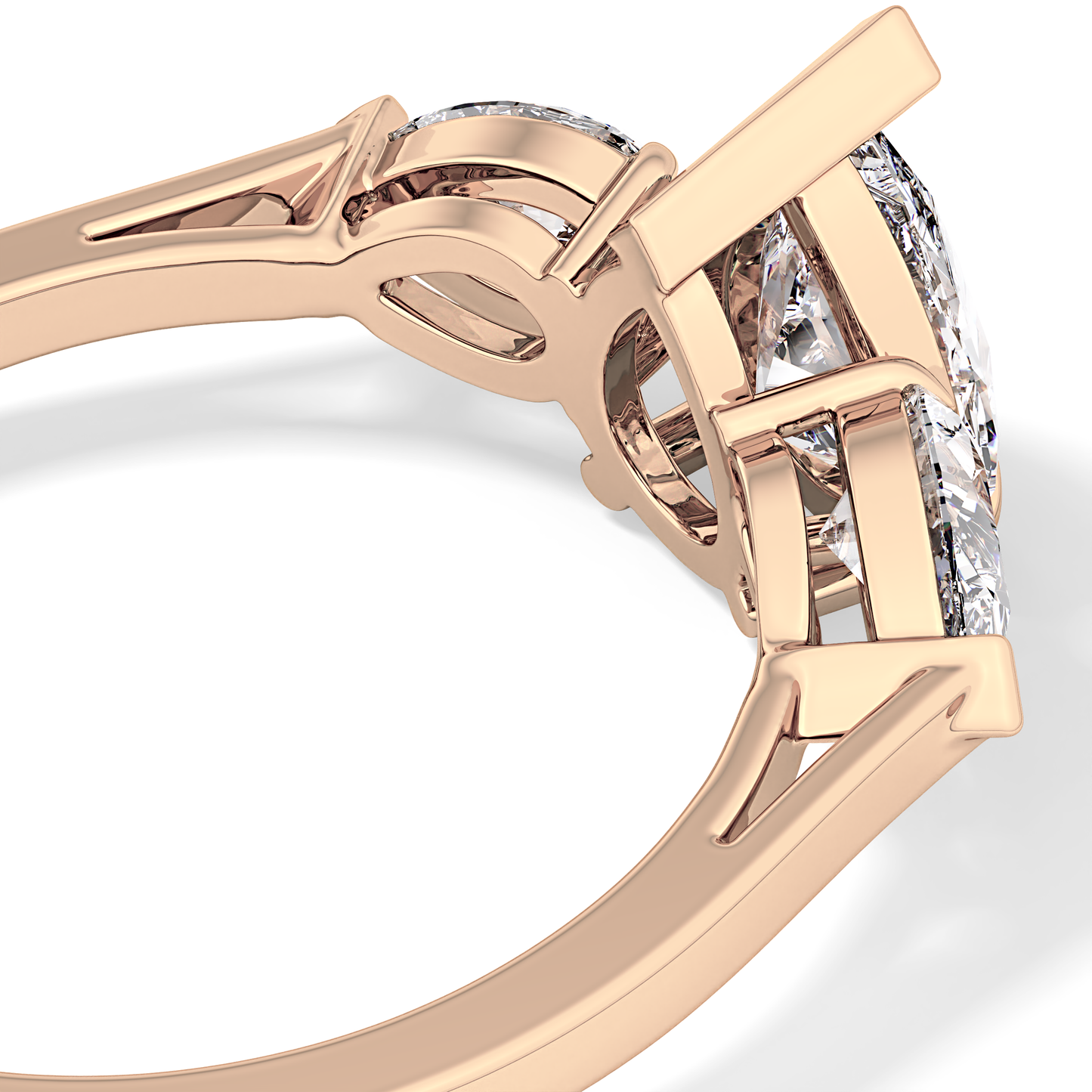 Pear Three Stone Lab Grown Diamond Engagement Ring