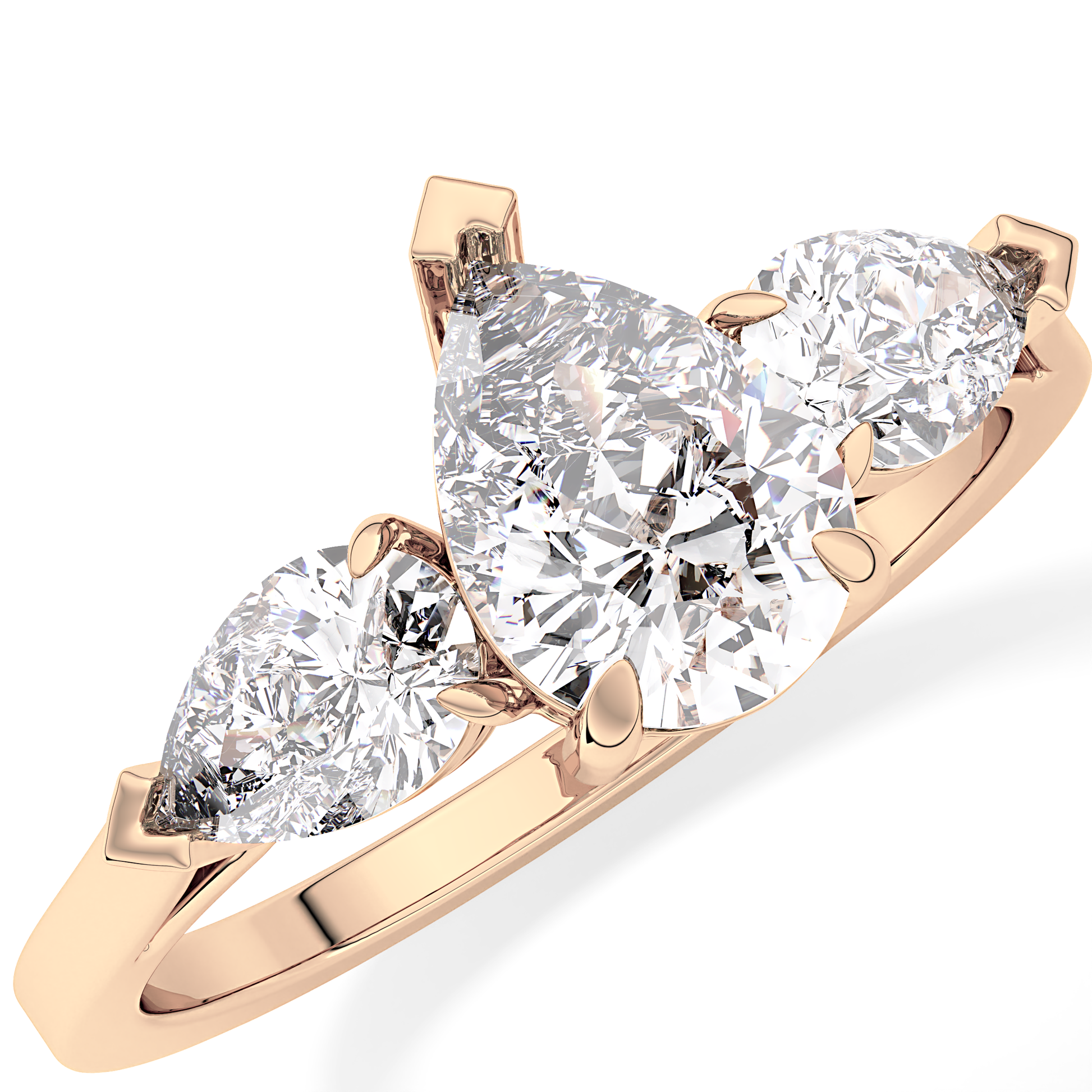 Pear Three Stone Lab Grown Diamond Engagement Ring