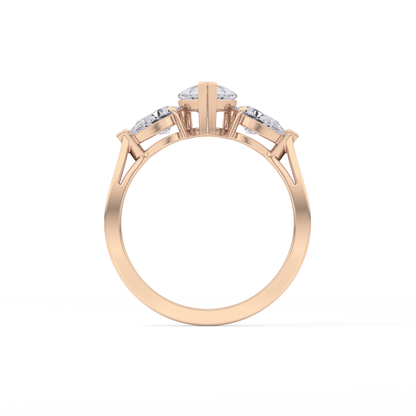 Pear Three Stone Lab Grown Diamond Engagement Ring