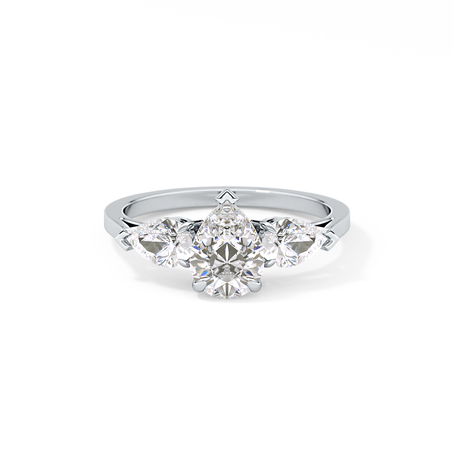 Pear Three Stone Lab Grown Diamond Engagement Ring