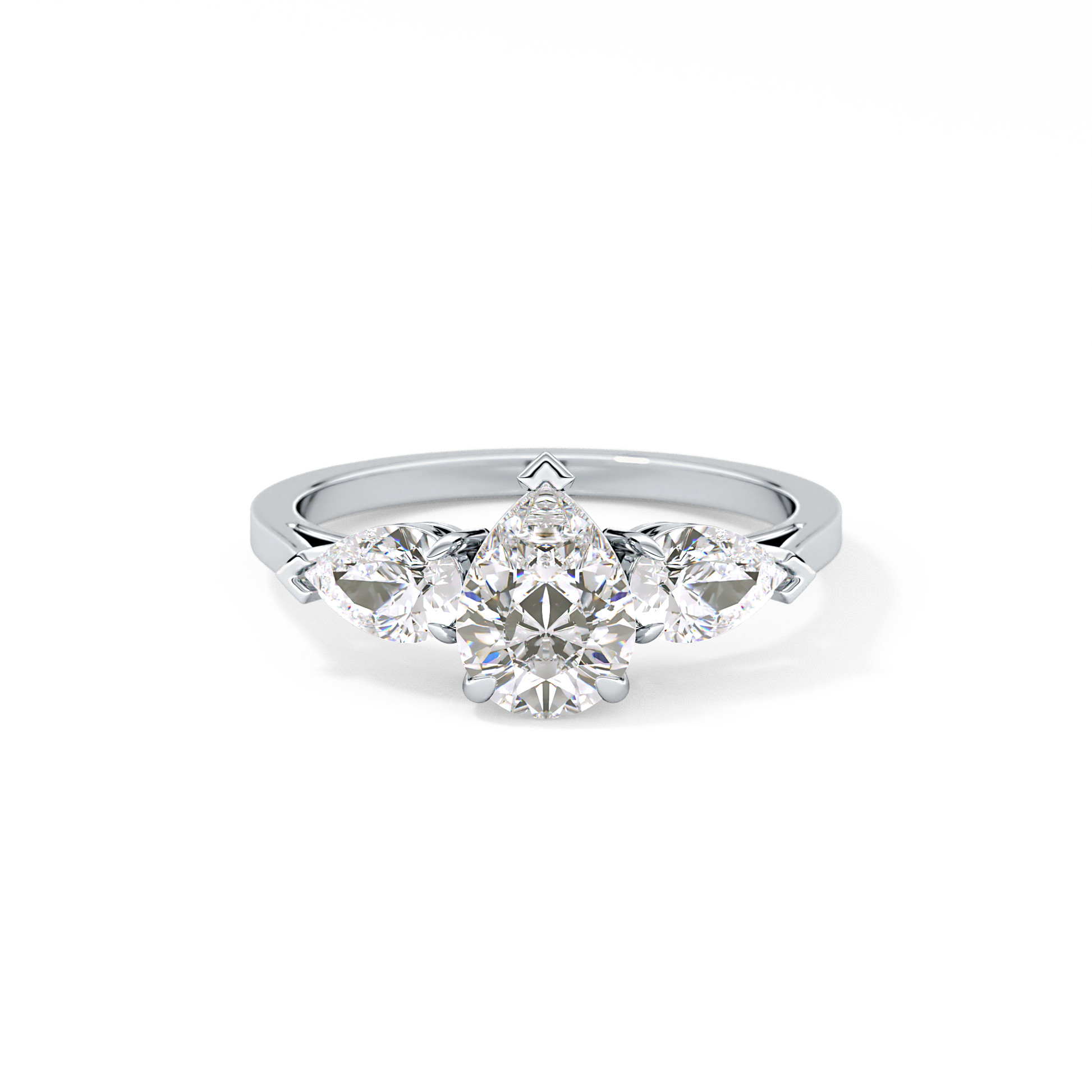Pear Three Stone Lab Grown Diamond Engagement Ring