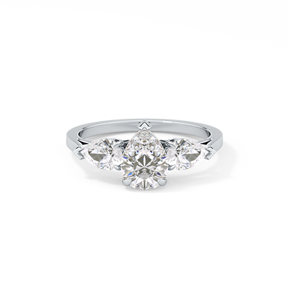Pear Three Stone Lab Grown Diamond Engagement Ring