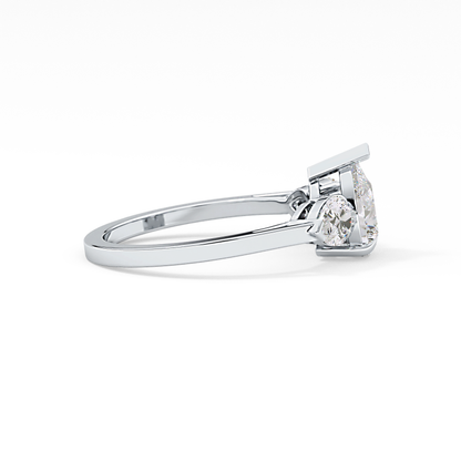 Pear Three Stone Lab Grown Diamond Engagement Ring