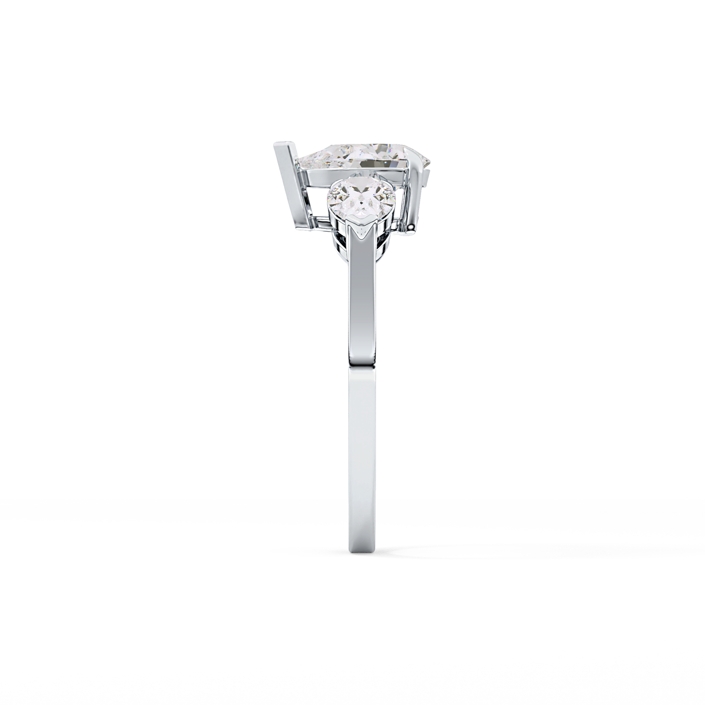 Pear Three Stone Lab Grown Diamond Engagement Ring