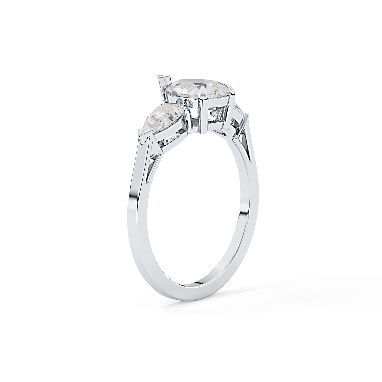 Pear Three Stone Lab Grown Diamond Engagement Ring