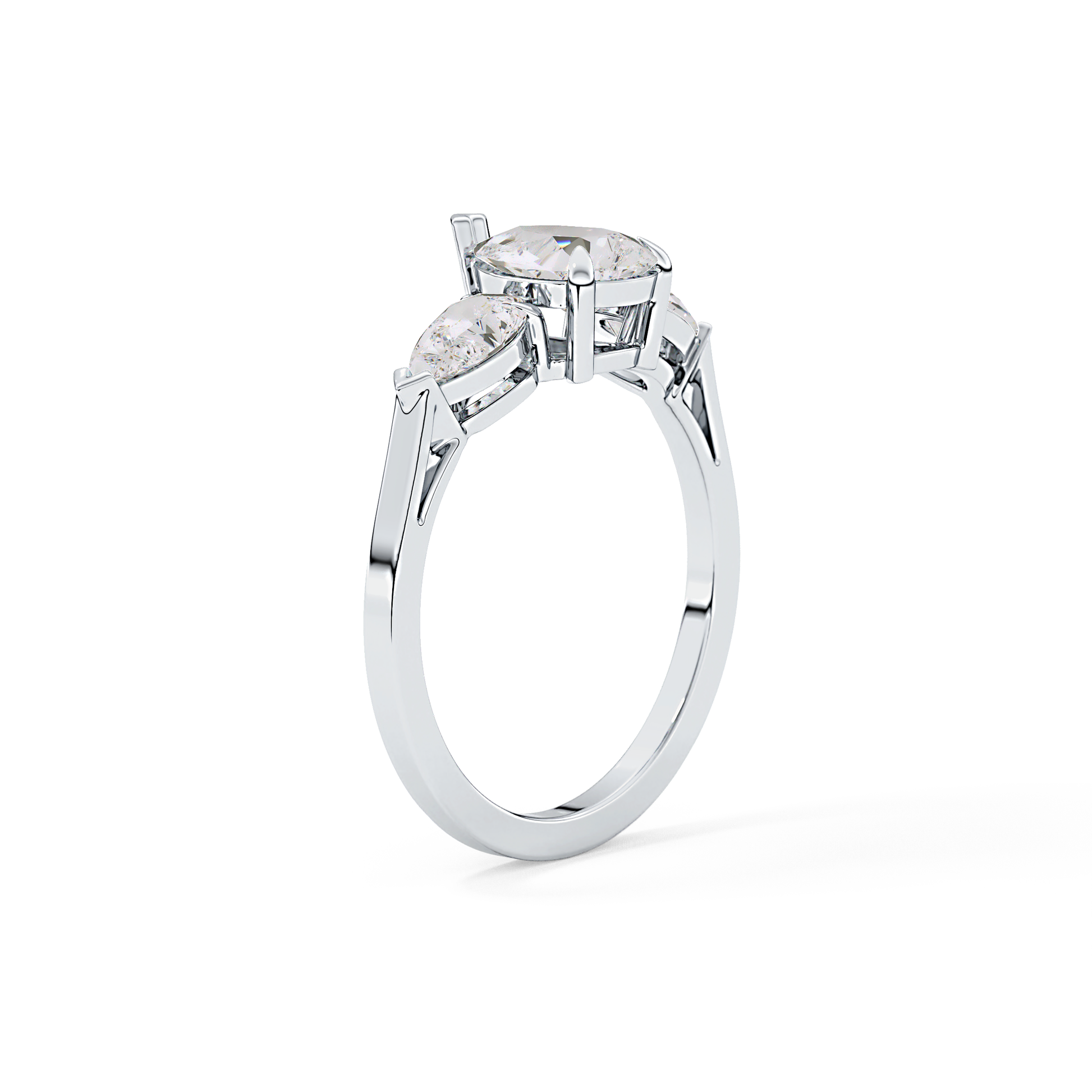 Pear Three Stone Lab Grown Diamond Engagement Ring