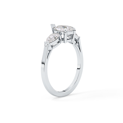 Pear Three Stone Lab Grown Diamond Engagement Ring