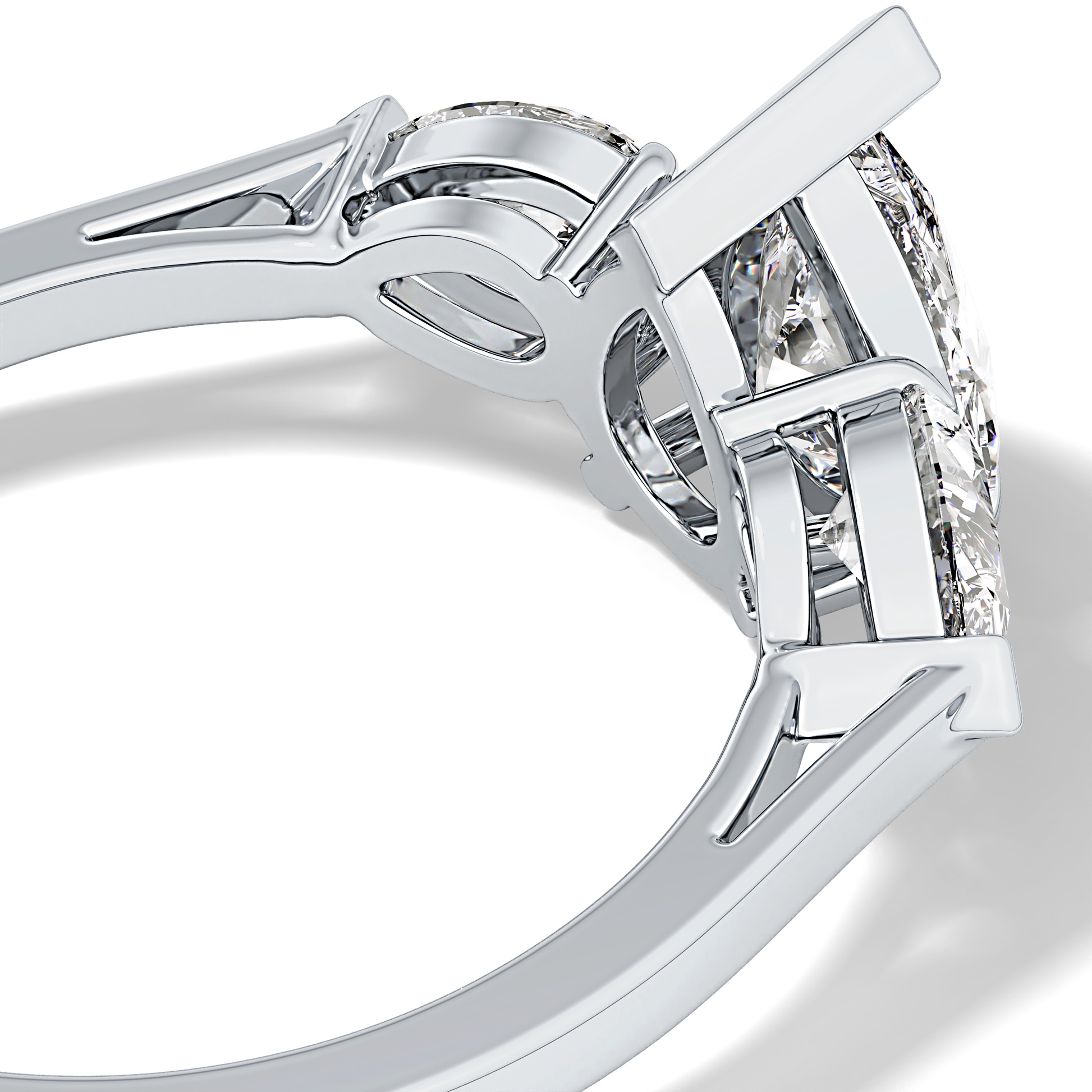 Pear Three Stone Lab Grown Diamond Engagement Ring