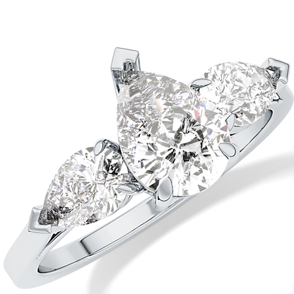 Pear Three Stone Lab Grown Diamond Engagement Ring
