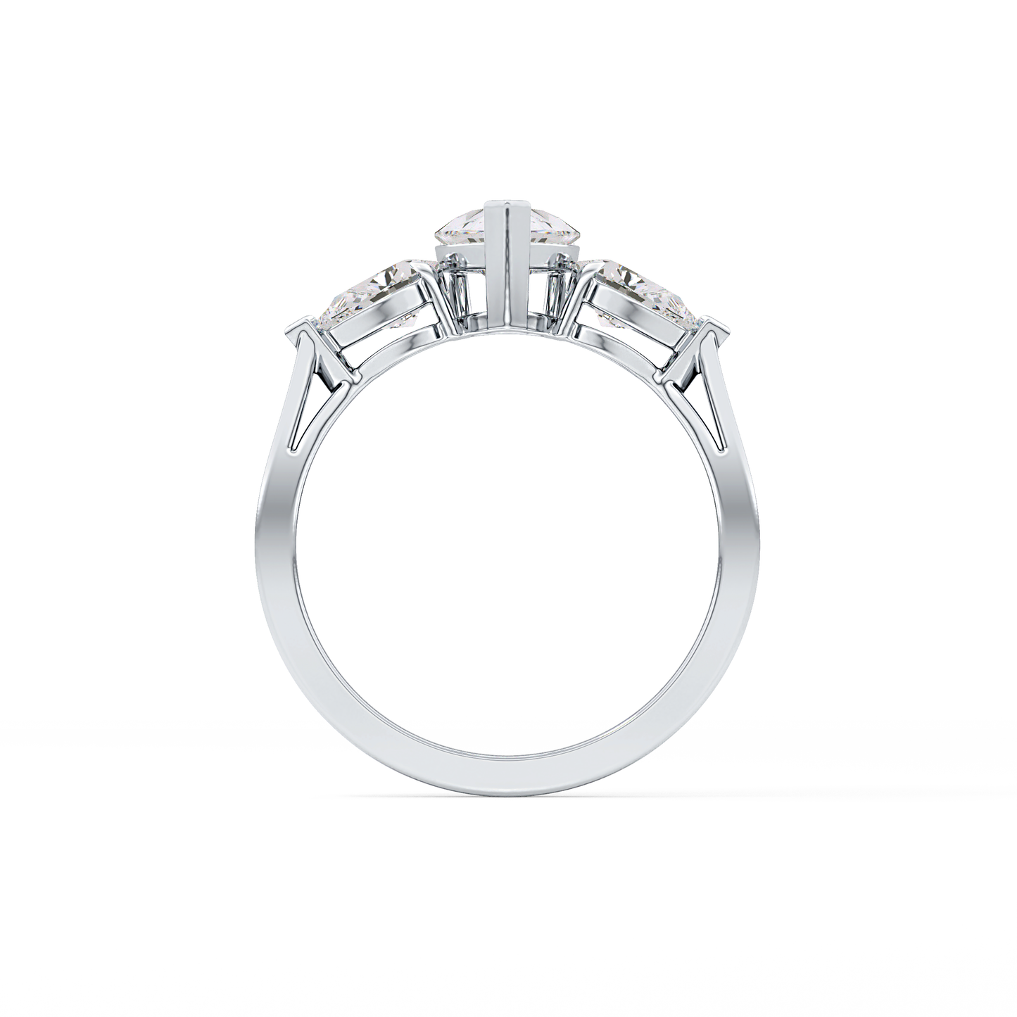 Pear Three Stone Lab Grown Diamond Engagement Ring