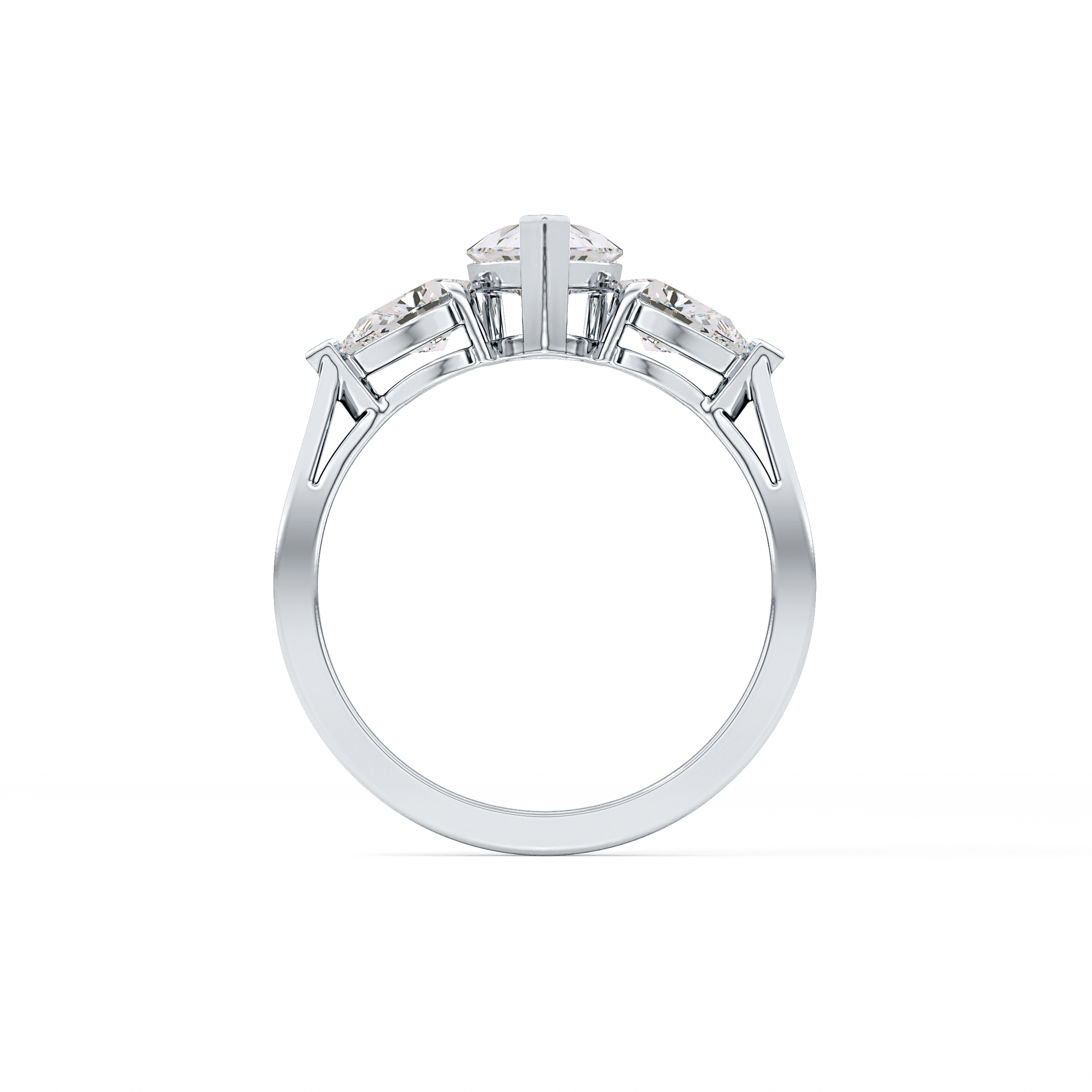 Pear Three Stone Lab Grown Diamond Engagement Ring
