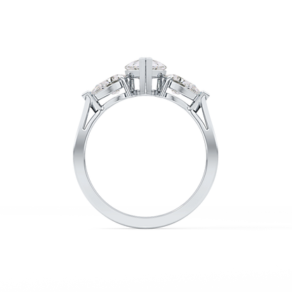 Pear Three Stone Lab Grown Diamond Engagement Ring