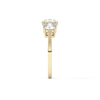 Round Three Stone Lab Grown Diamond Engagement Ring