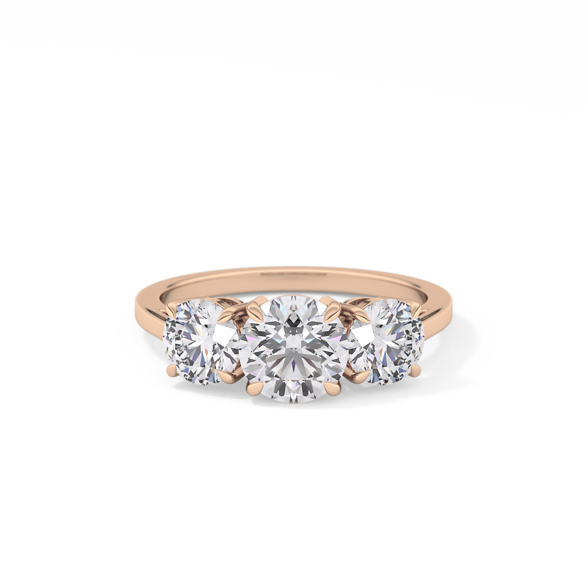 Round Three Stone Lab Grown Diamond Engagement Ring