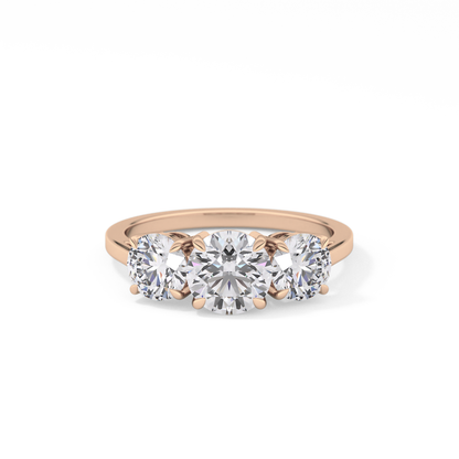 Round Three Stone Lab Grown Diamond Engagement Ring