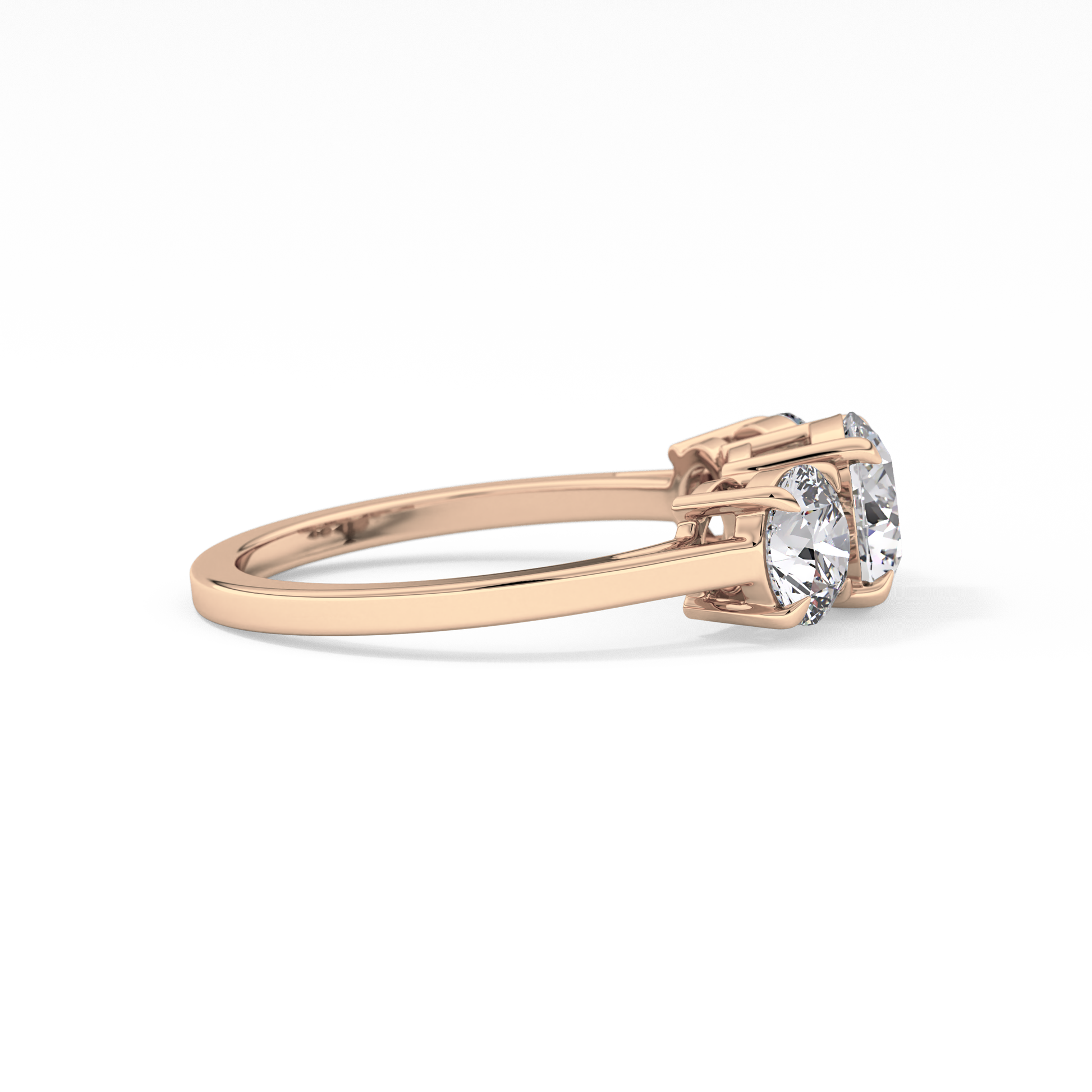 Round Three Stone Lab Grown Diamond Engagement Ring