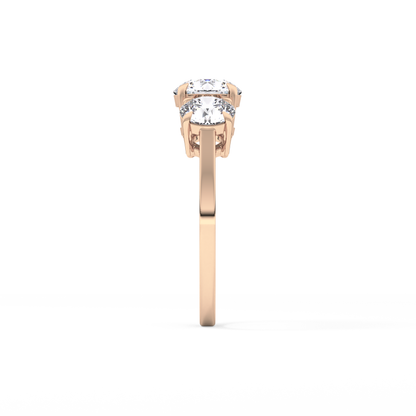 Round Three Stone Lab Grown Diamond Engagement Ring
