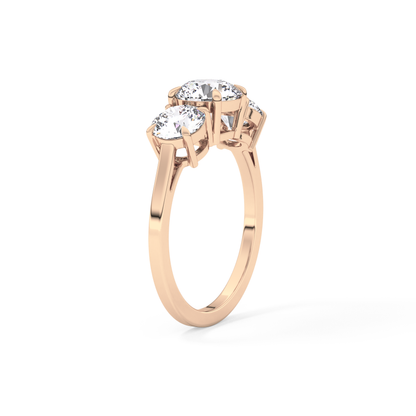 Round Three Stone Lab Grown Diamond Engagement Ring