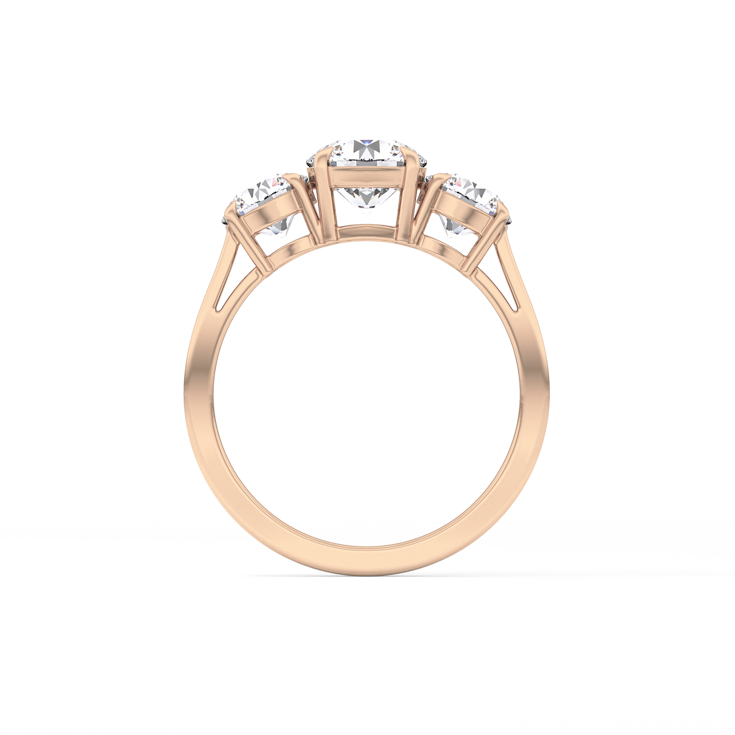 Round Three Stone Lab Grown Diamond Engagement Ring