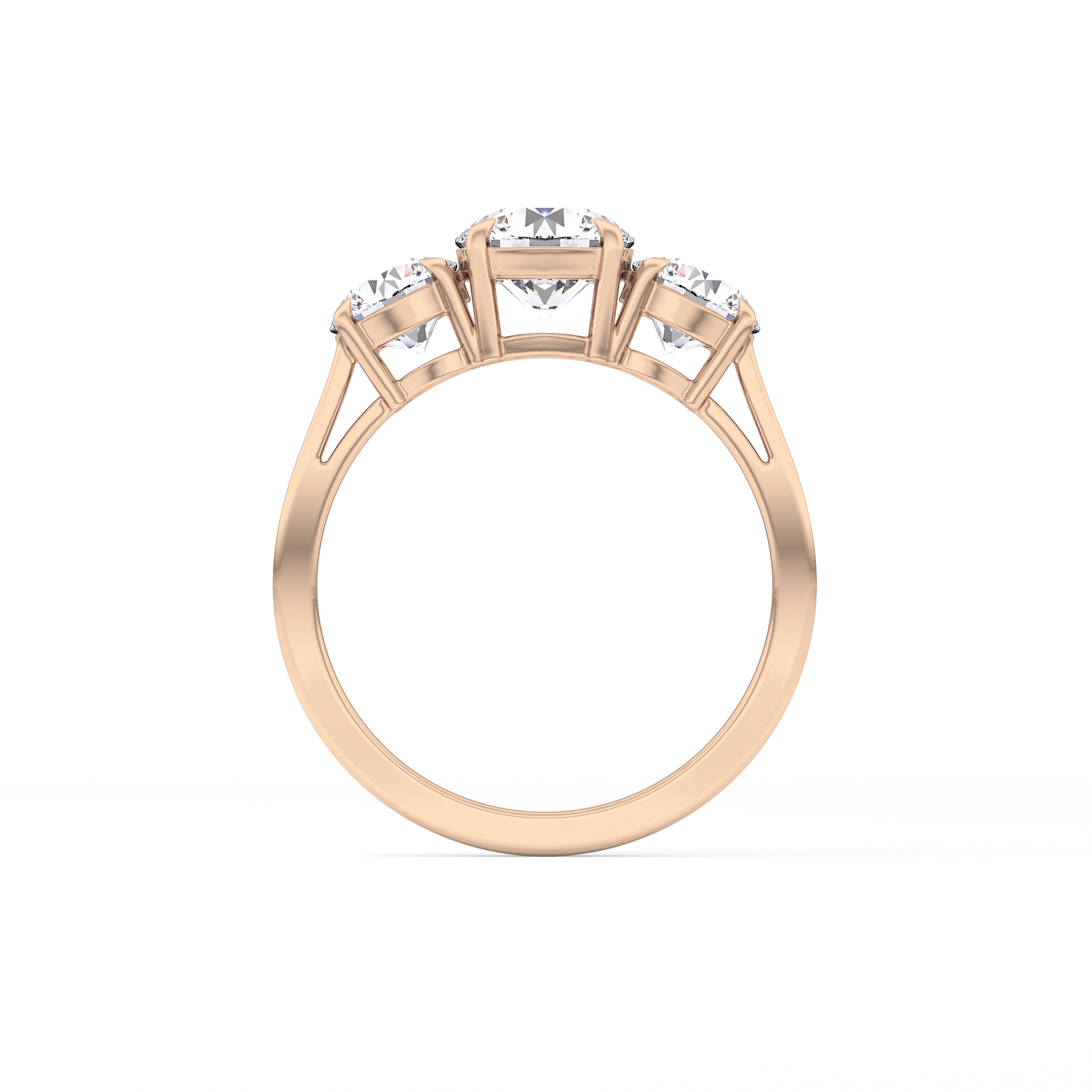 Round Three Stone Lab Grown Diamond Engagement Ring