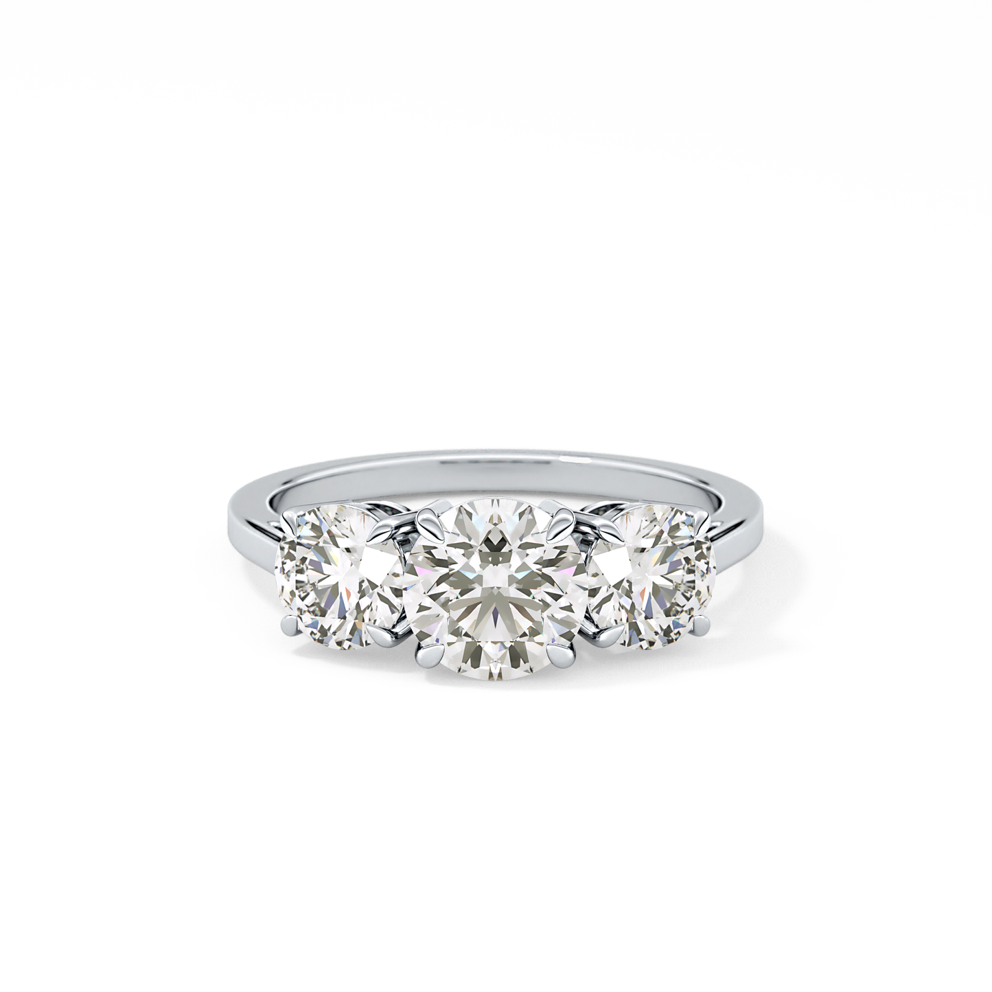 Round Three Stone Lab Grown Diamond Engagement Ring