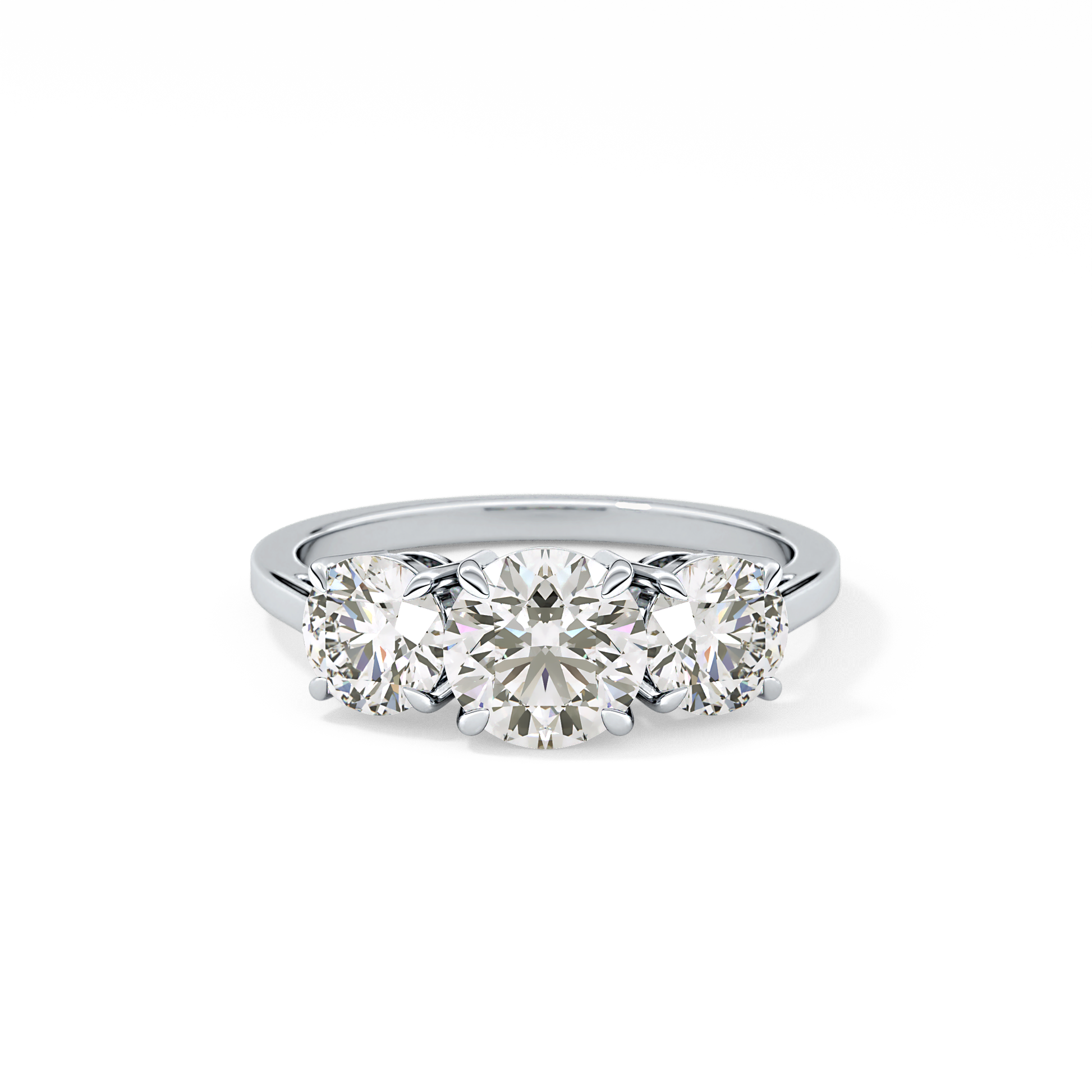 Round Three Stone Lab Grown Diamond Engagement Ring