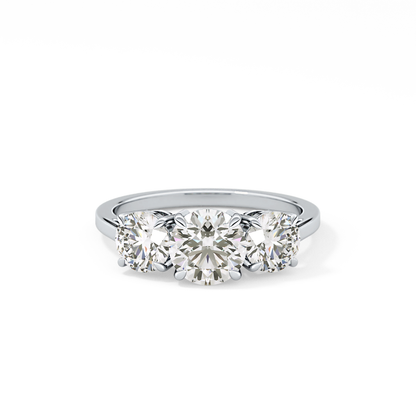 Round Three Stone Lab Grown Diamond Engagement Ring