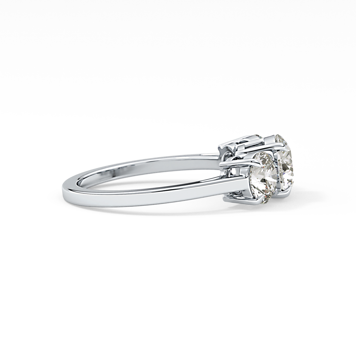 Round Three Stone Lab Grown Diamond Engagement Ring