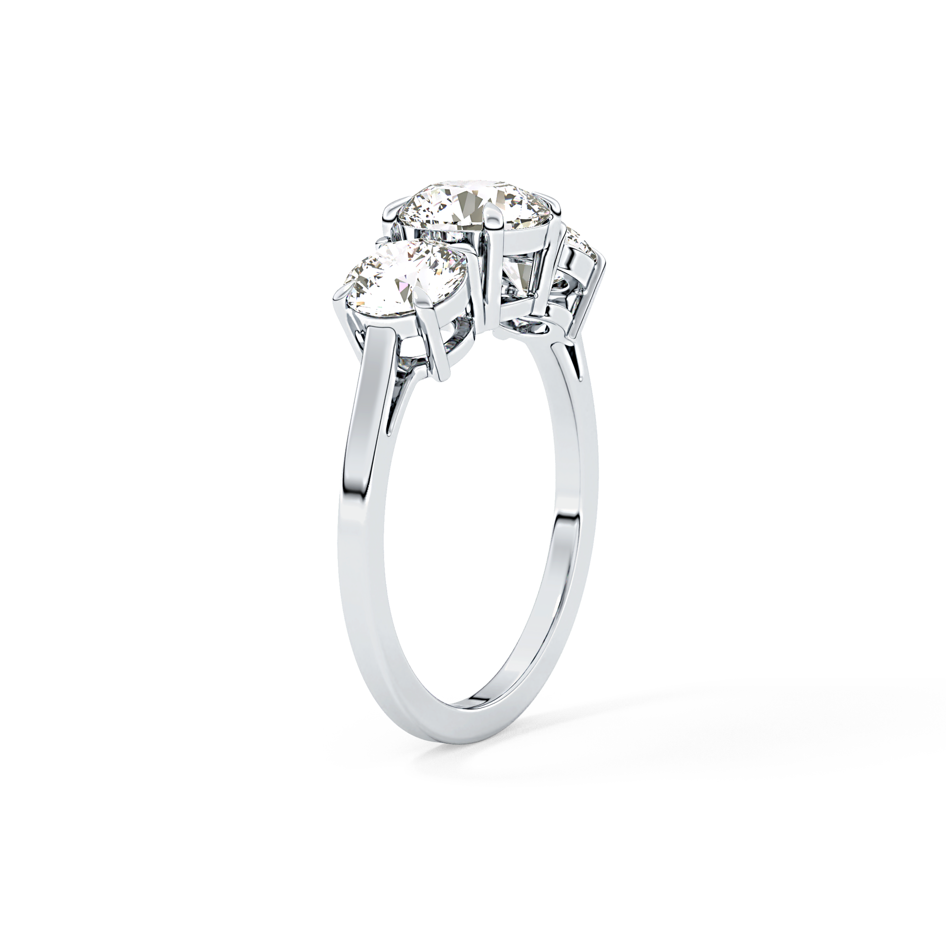Round Three Stone Lab Grown Diamond Engagement Ring