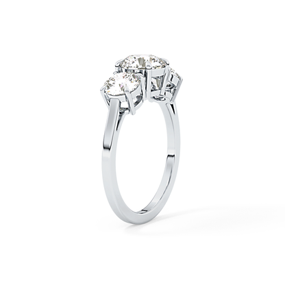 Round Three Stone Lab Grown Diamond Engagement Ring